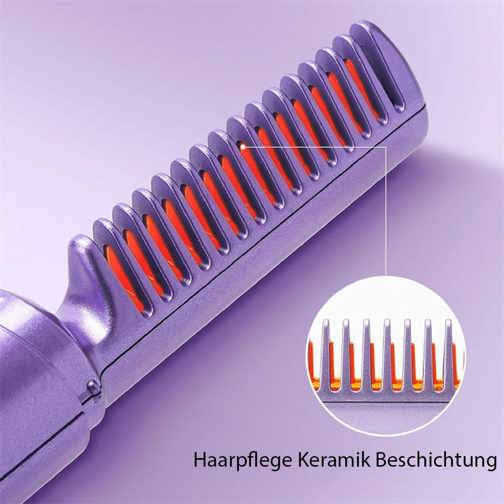 Glättungsbürste TUABUR für pink – Haarspange tragbare Mini-Haarglätter mit Ionen unterwegs