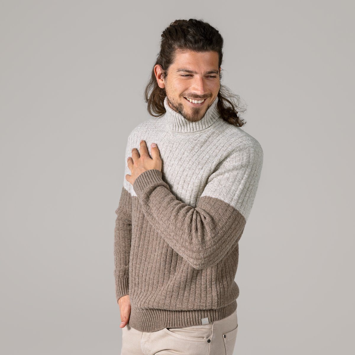 LIVING CRAFTS Rollkragenpullover PATRIZIO GOTS zertifiziert