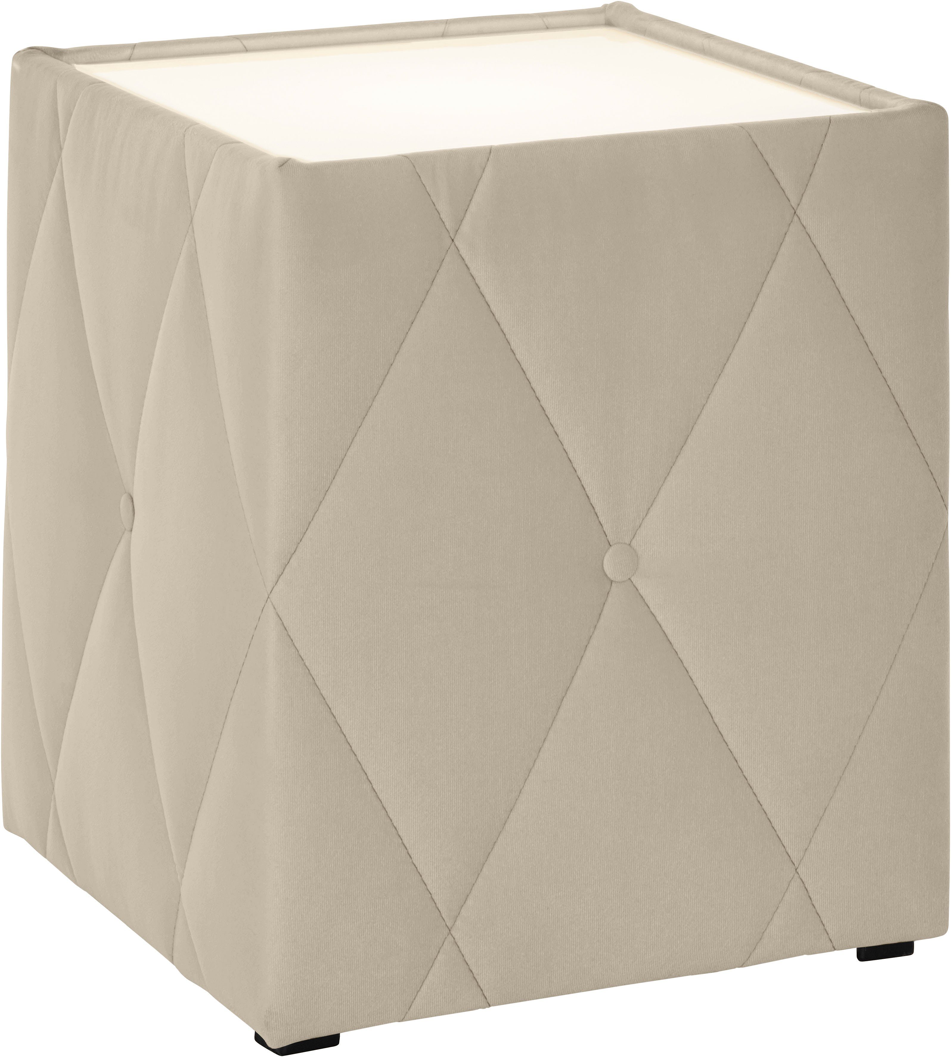 Leonique Nachttisch Alfie, mit Beleuchtung und Bezug aus Samtverlours günstig online kaufen