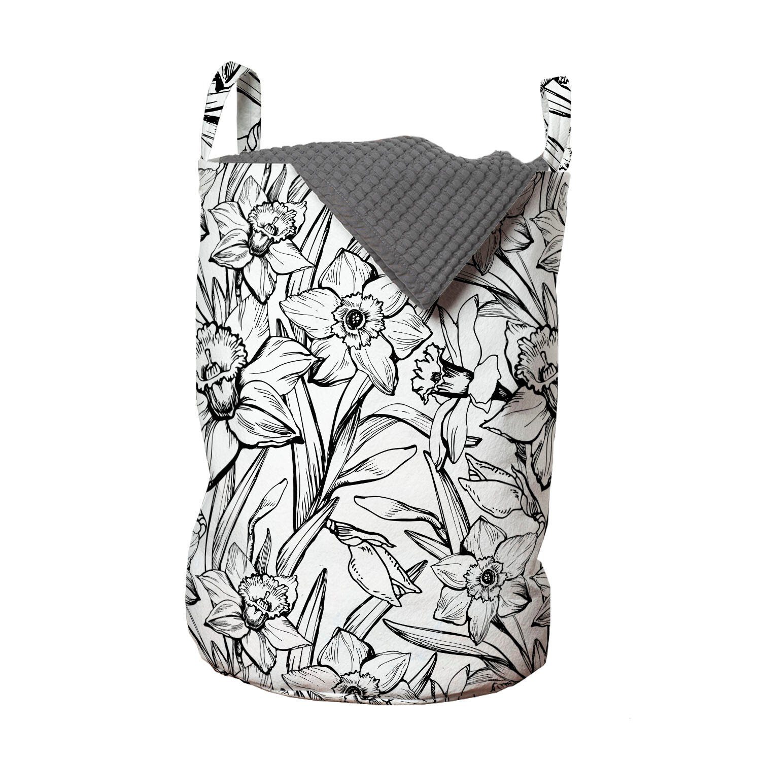 Narzissen für Waschsalons, Skizze-Kunst moderne Abakuhaus Wäschekorb Wäschesäckchen Griffen mit Kordelzugverschluss Blumen