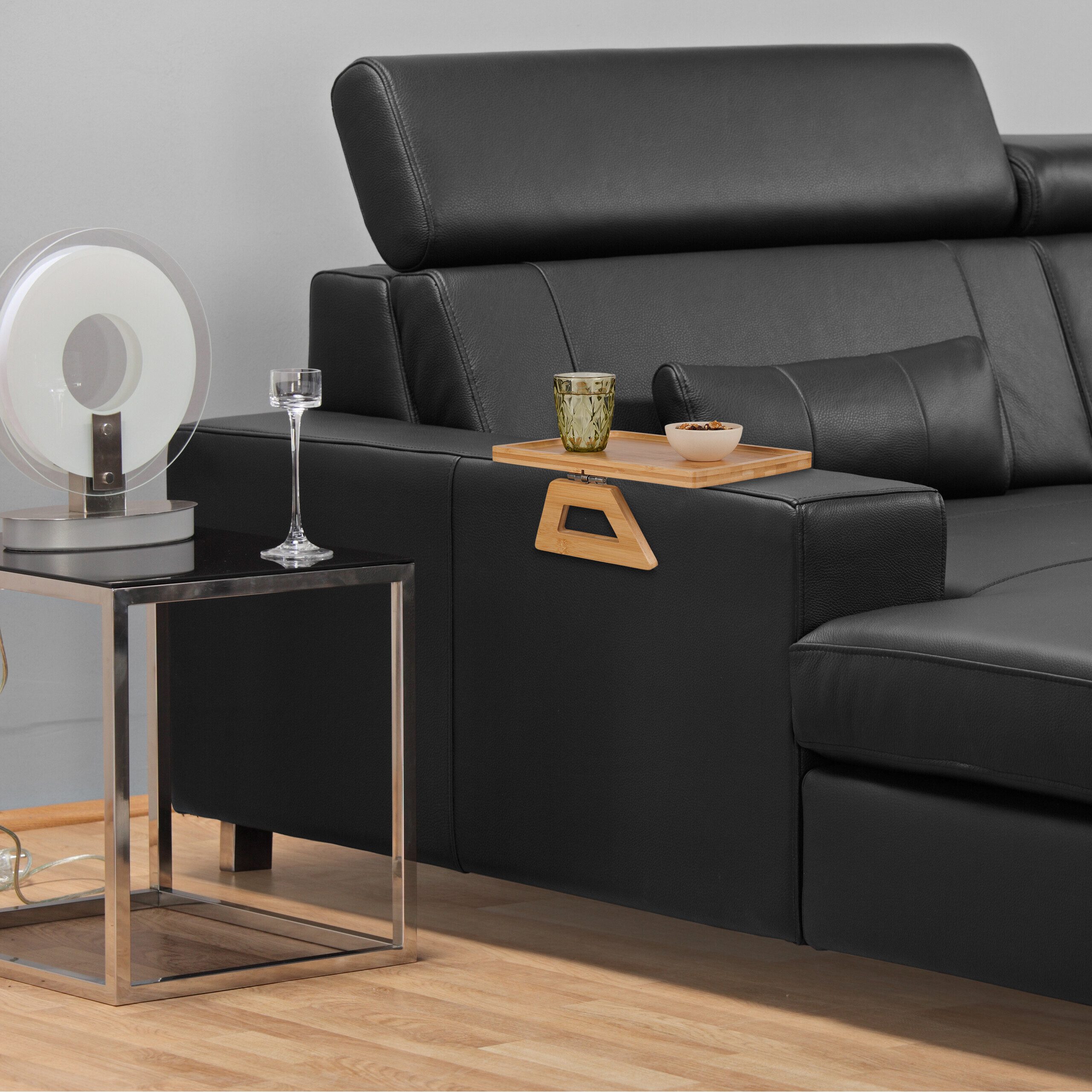 relaxdays Tablett Sofatablett für Armlehne, Bambus, (1-tlg) – Bild 2 von 5