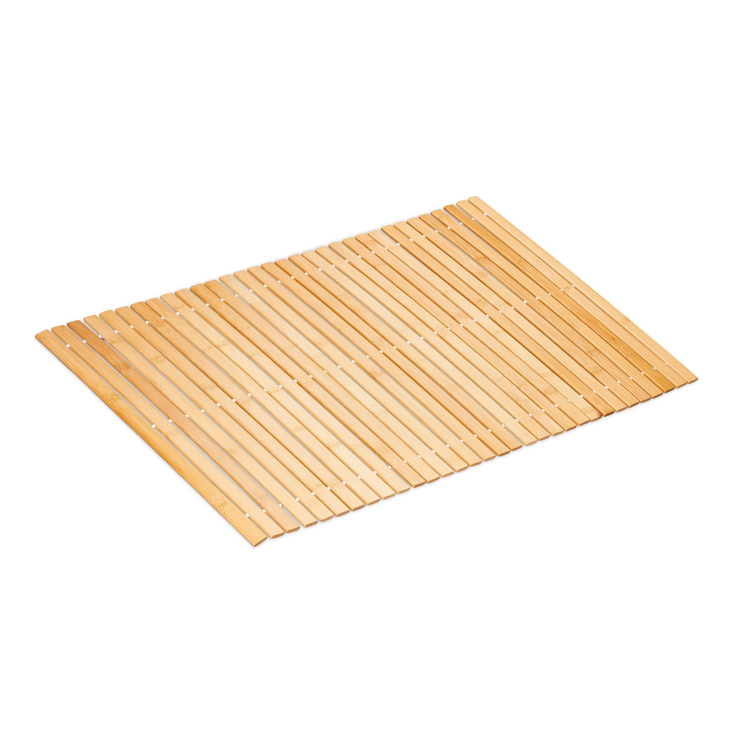 relaxdays Badematte Badvorleger aus Bambus 80x50 günstig online kaufen