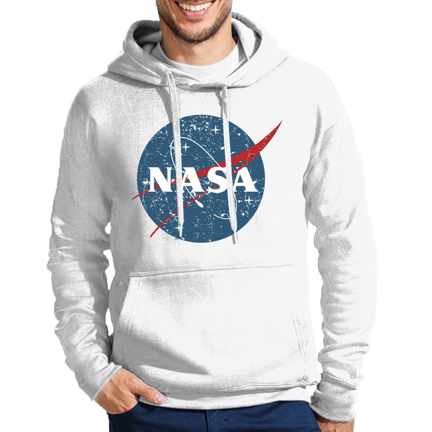 Blondie & Brownie Hoodie Herren Vintage NASA Galaxy Space Mars Elon X Mit Kapuze Weiß