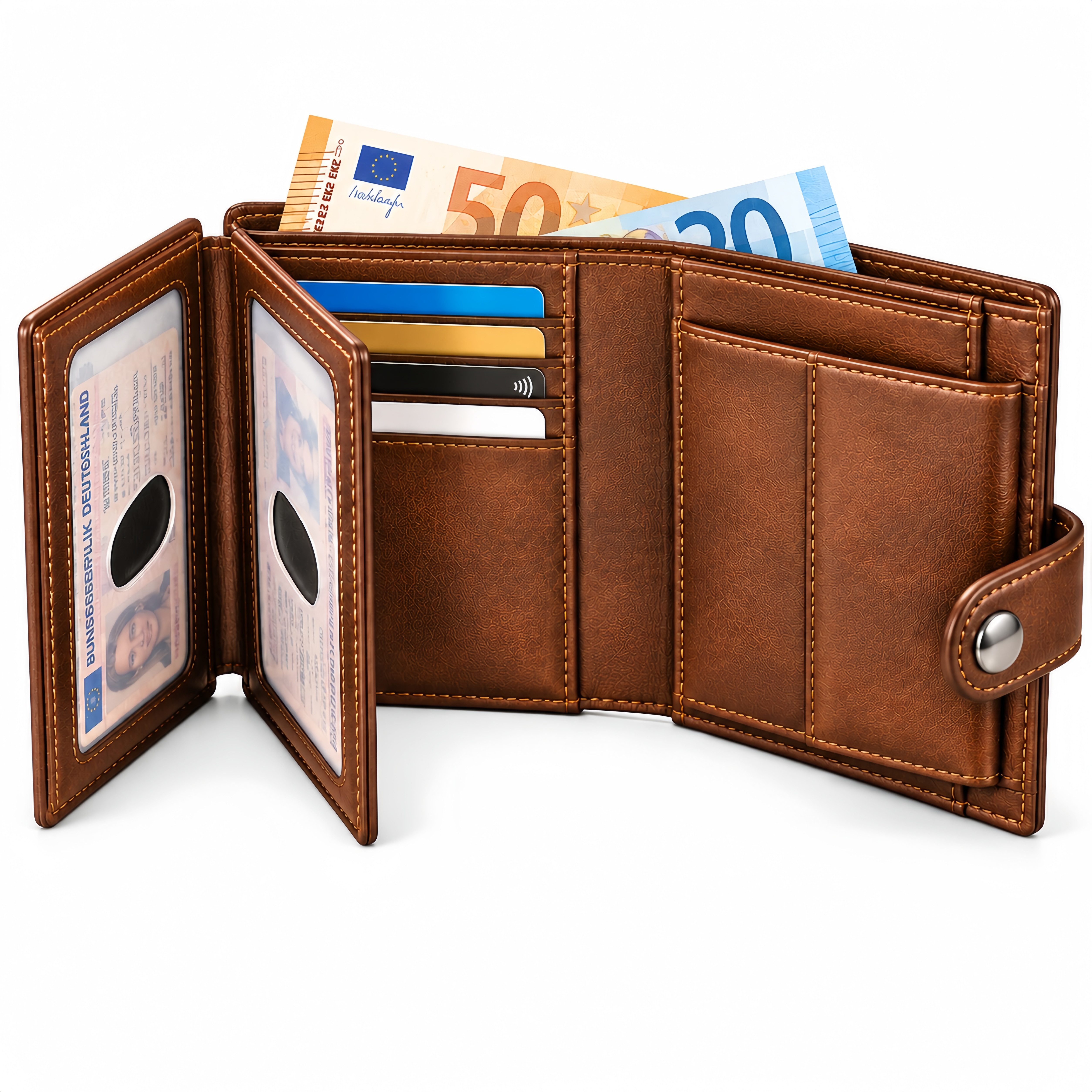 Forrlite Geldbörse Geldbeutel Herren Slim Wallet mit RFID-Schutz (Premium Leder Portemonnaie Herren mit Münzfach, Tragbar und, Langlebig Brieftasche Herren), Mini Kreditkartenetui Kartenetui Männer), Vatertags- und Muttertagsgeschenke