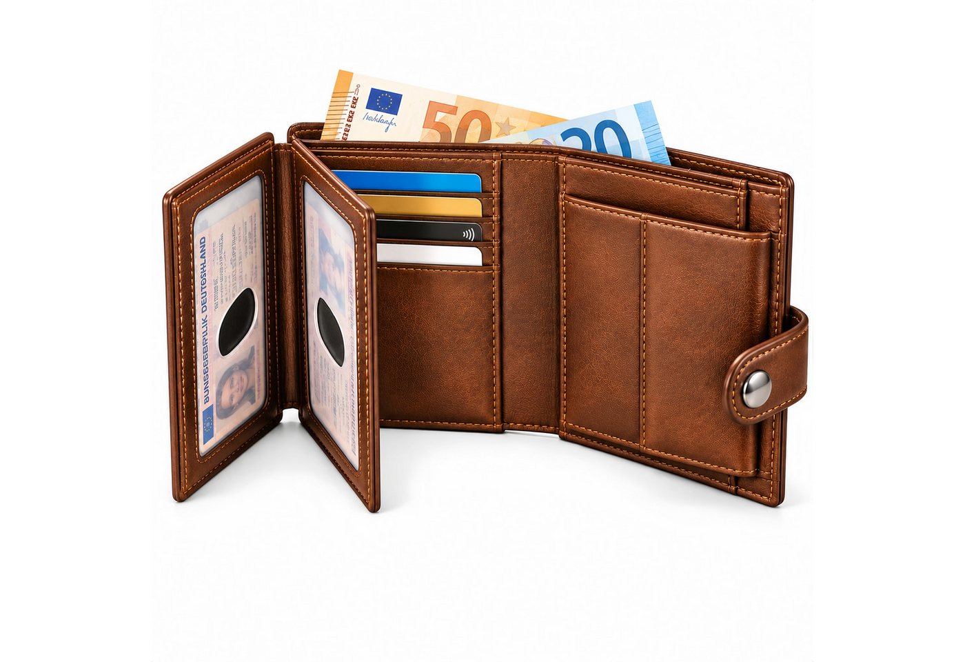 Forrlite Geldbörse Geldbeutel Herren Slim Wallet mit RFID-Schutz (Premium Leder Portemonnaie Herren mit Münzfach, Tragbar und, Langlebig Brieftasche Herren), Mini Kreditkartenetui Kartenetui Männer), Vatertags- und Muttertagsgeschenke