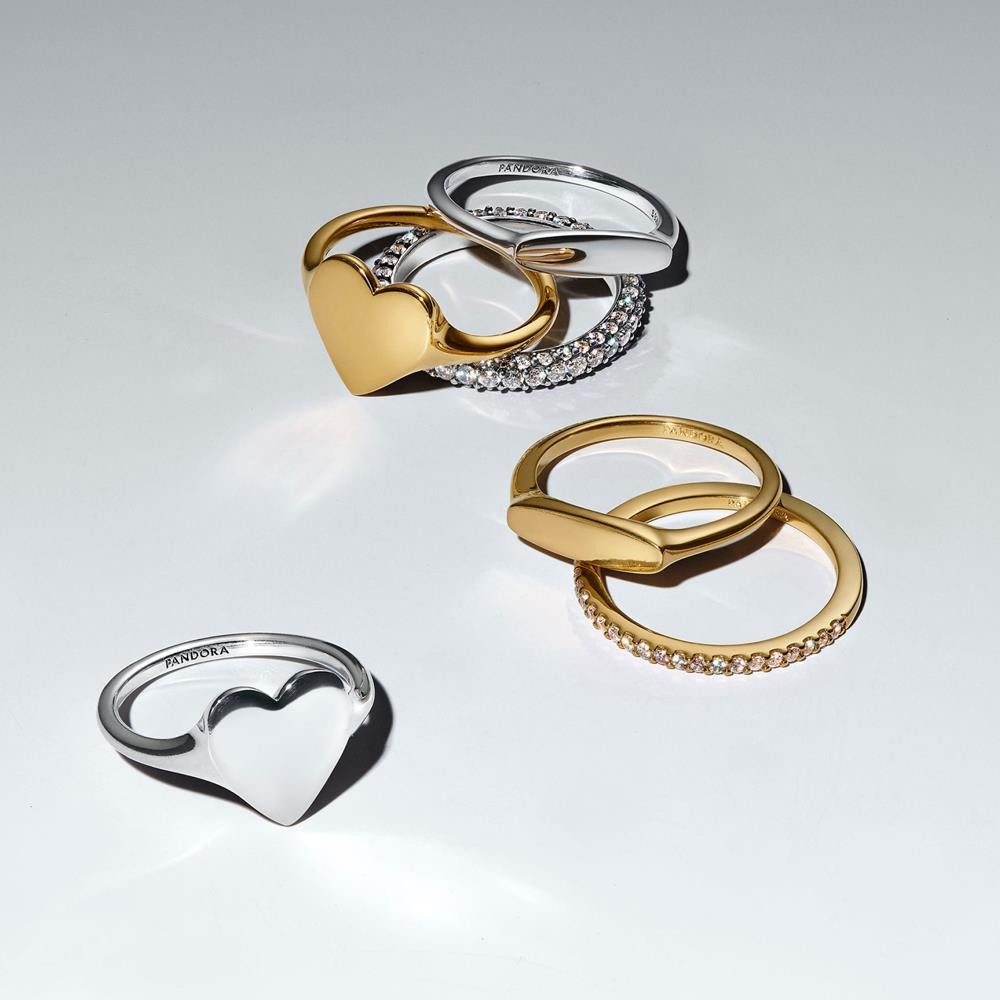Pandora Fingerring PANDORA Herzring für Damen, vergoldet