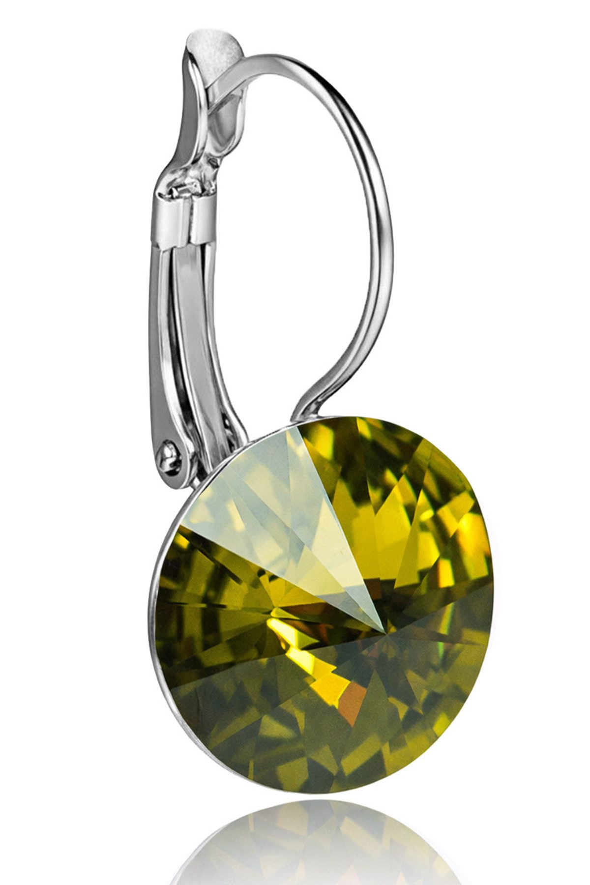 LUISIA® Paar Ohrhänger Silberne Ohrringe "Rivoli" mit 12 mm Kristallen von Swarovski® (2-tlg., inkl. Schmuckbox), Große Farbauswahl