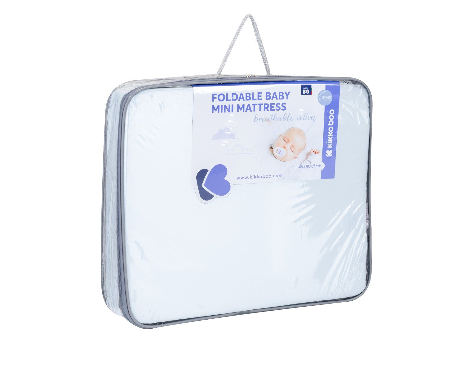 Kikkaboo, cm 5 x 5 Kindermatratze cm, Bezug blau Mini 80 hoch, Big Dream x abnehmbar 45 Babybett-Faltmatratze,