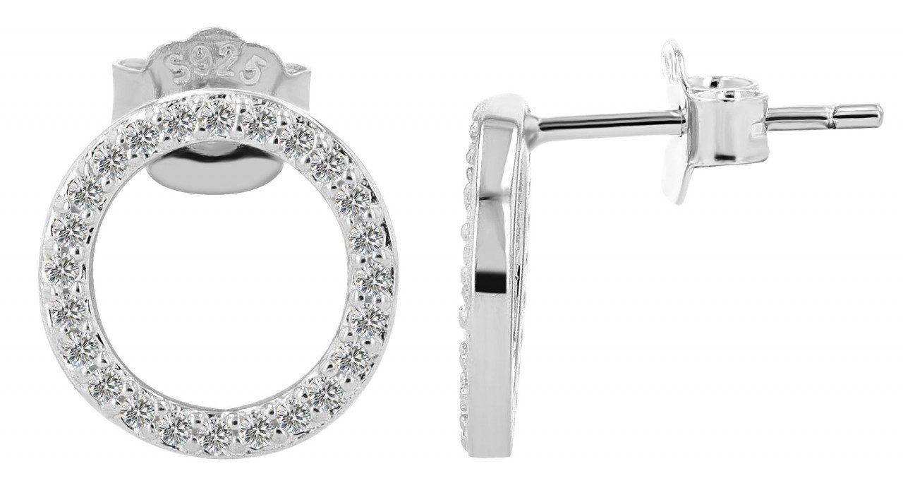 Paar Ohrhänger Damen Ohrstecker aus 925 Sterling Silber und Zirkonia