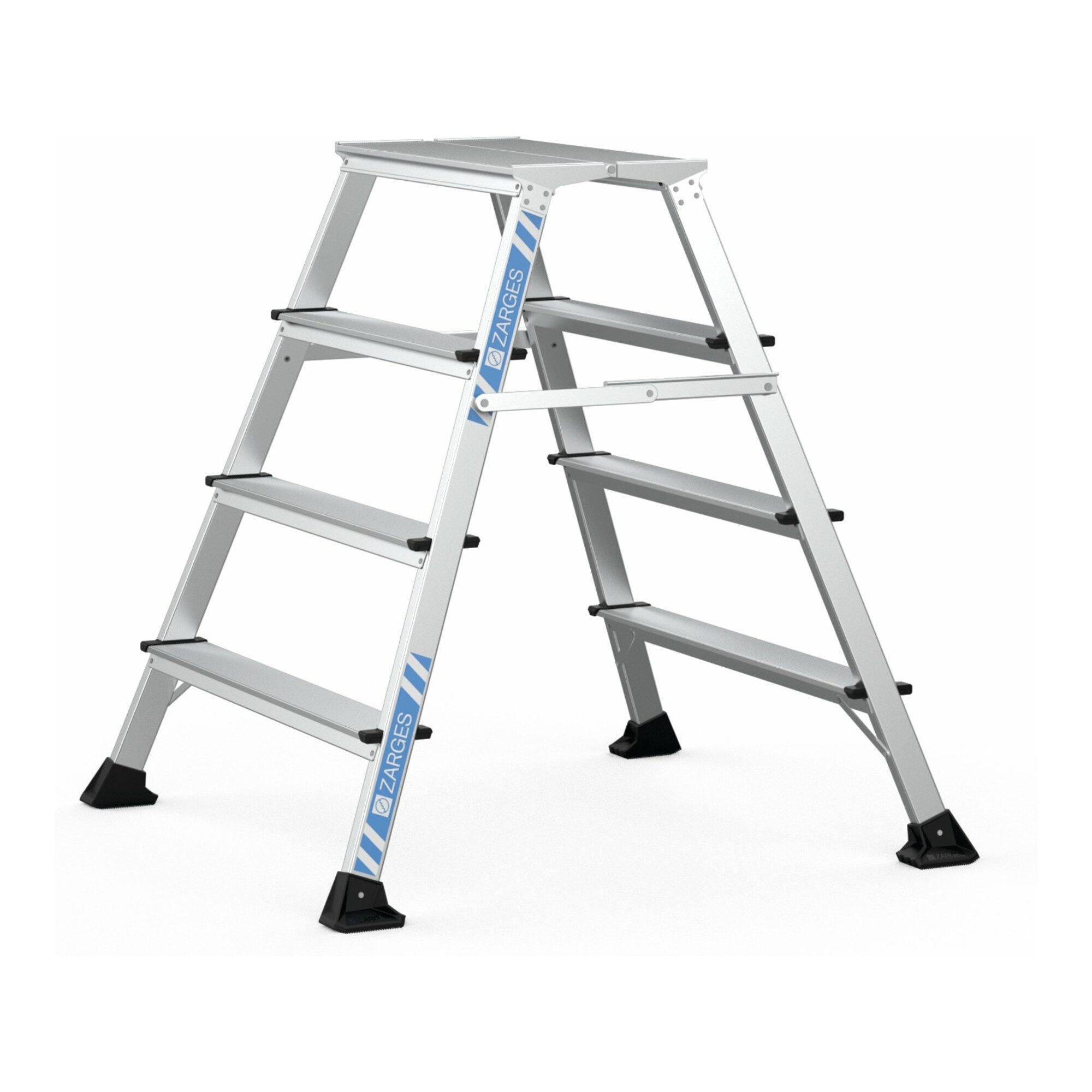 Zarges Trittleiter Zarges XLstep P - Podest breit 2 x 4 Stufen