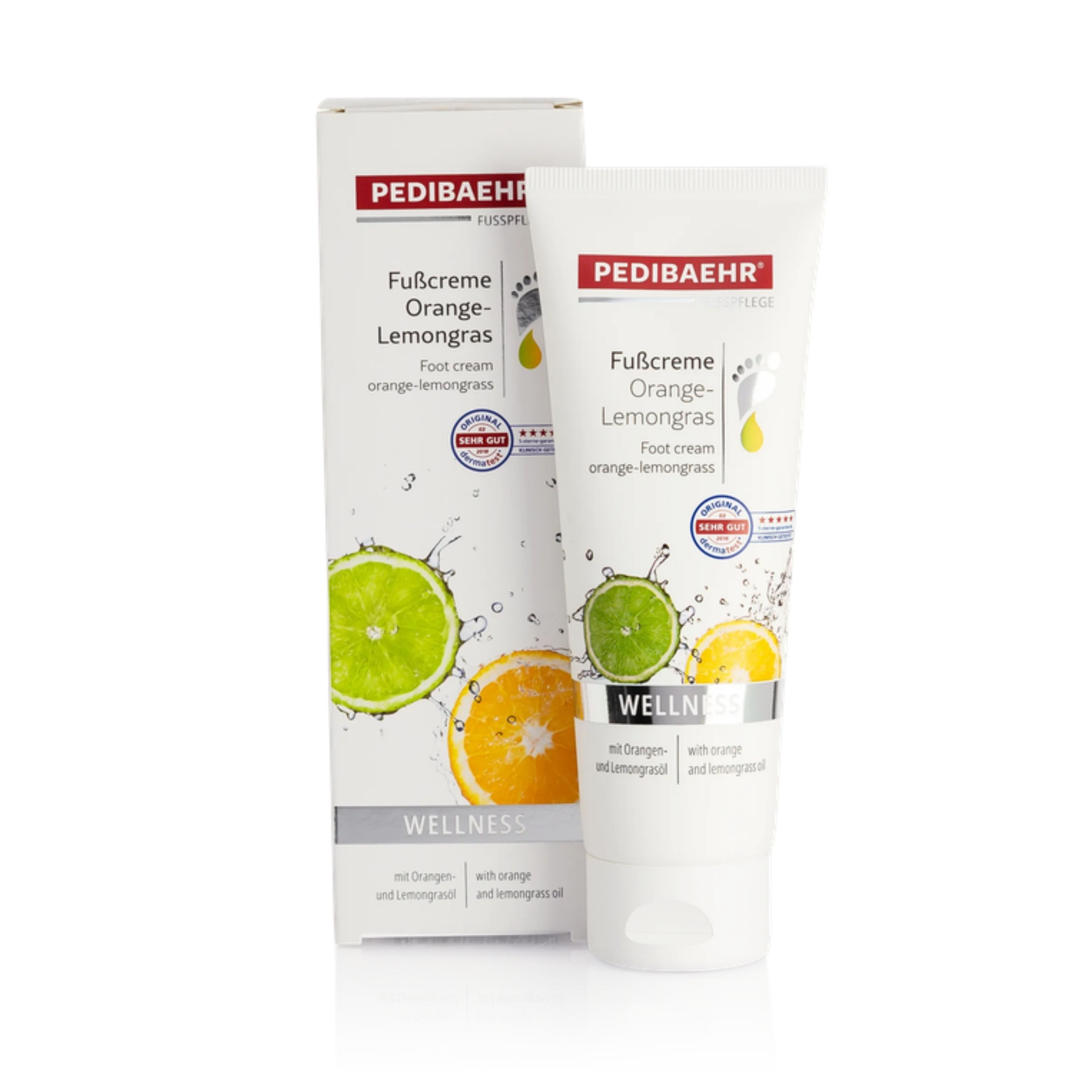 Pedibaehr Fußcreme Pedibaehr Fußcreme Orange-Lemongras 125ml Diabetiker geeignet, 1-tlg., reichhaltige, duftende Pflege & intensive Feuchtigkeit