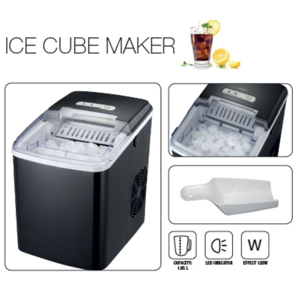 MELISSA Eiswürfelmaschine, Eiswürfel Maschine schwarz 1,85l Ice Cube Maker Leise 120W LED Anzeige