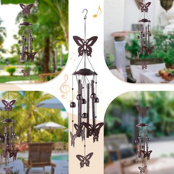 DOPWii Windspiel 35,5 Zoll dekoratives Windspiel, Metall-Tier-Windspiel, Schmetterling-Windspiel für draußen/im Haus