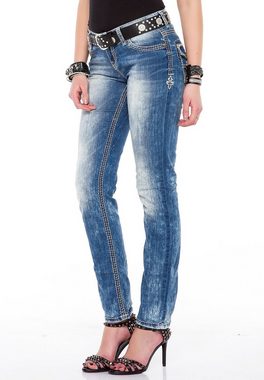 Cipo & Baxx Slim-fit-Jeans mit weißen Nähten in Straight Fit