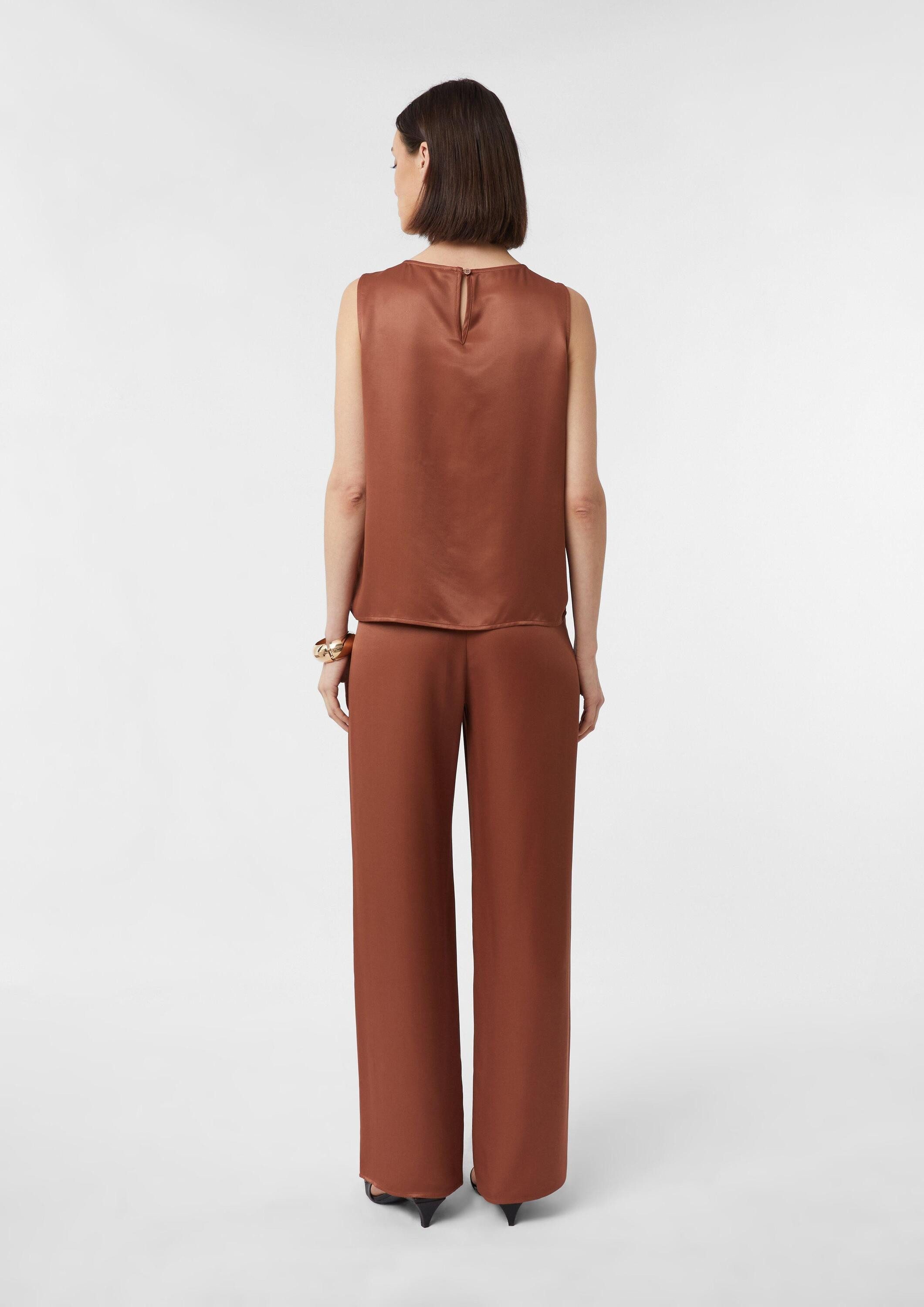 comma Blusentop Bluse Ärmellose Bluse aus Viskosesatin