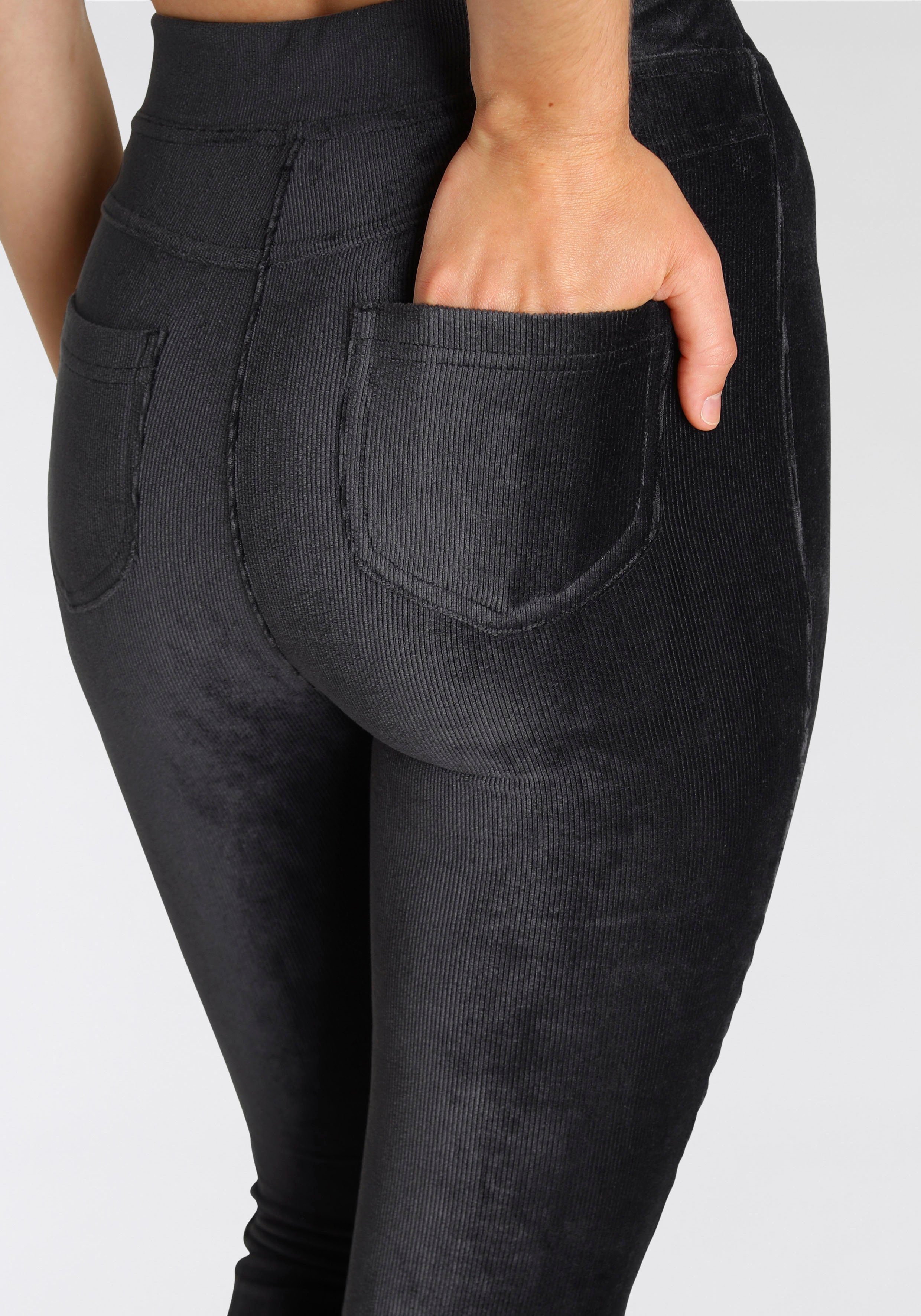 schwarz LASCANA Material Loungewear Cord-Optik, aus weichem Jazzpants in