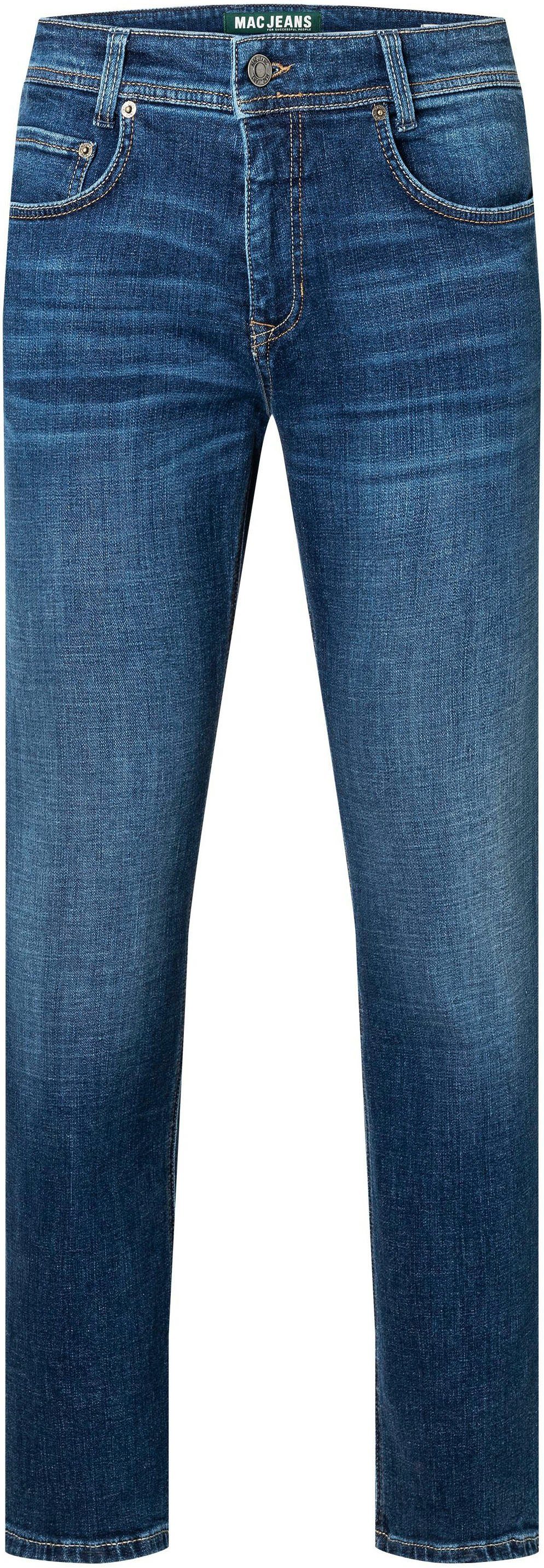 Arne gepflegter dark Stretch blue Optik, mit in Straight-Jeans MAC