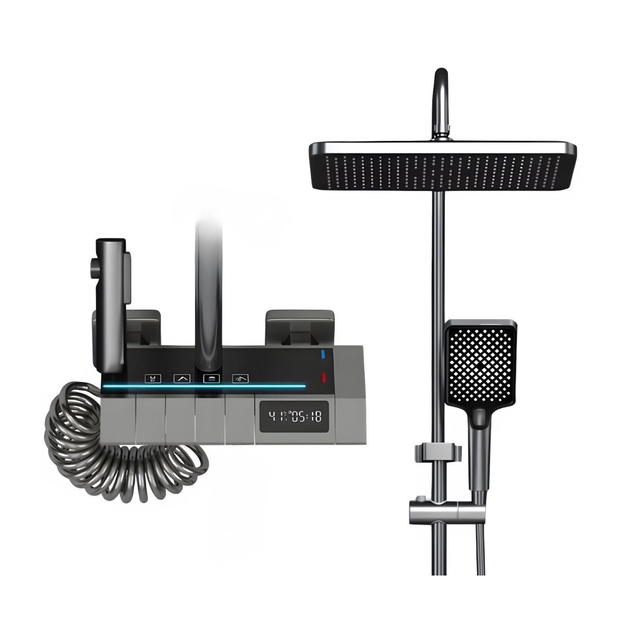 LuxaSteel Duscharmatur Duschsystem Regendusche mit Thermostat LED-Beleuchtung, LED-Display