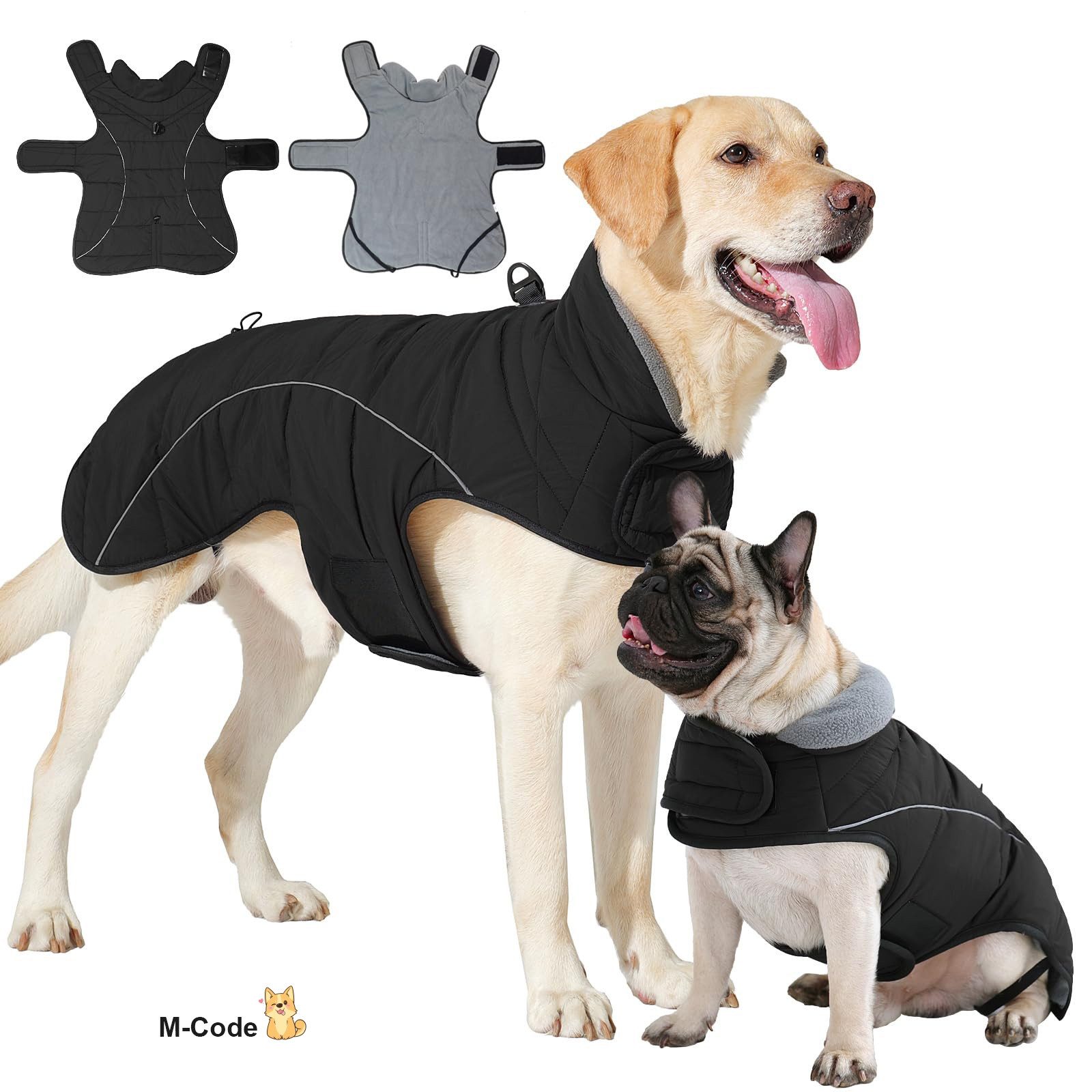 STILVORA Hundemantel Hundekostüm mit D-Ring Winterhundejacke Hunderegenmantel Hundemantel, mit integriertem Geschirr verstellbarem Kordelzug