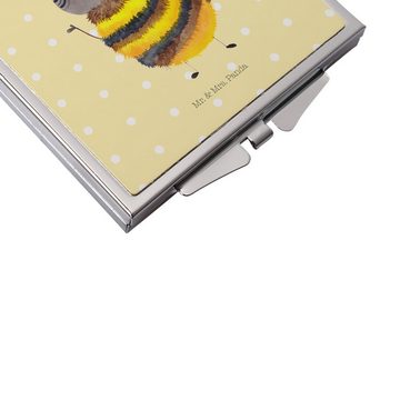 Mr. & Mrs. Panda Kosmetikspiegel Hummel flauschig - Gelb Pastell - Geschenk, Quadrat, lustige Sprüche, (1-St), Passt in jede Tasche