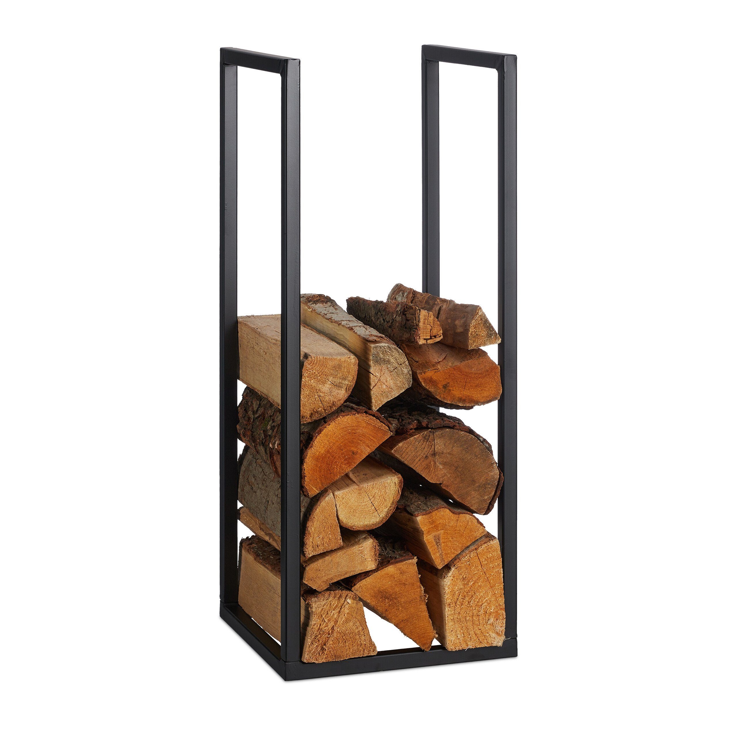 relaxdays Kaminholzregal Schwarzes Kaminholzregal aus Metall, günstig online kaufen