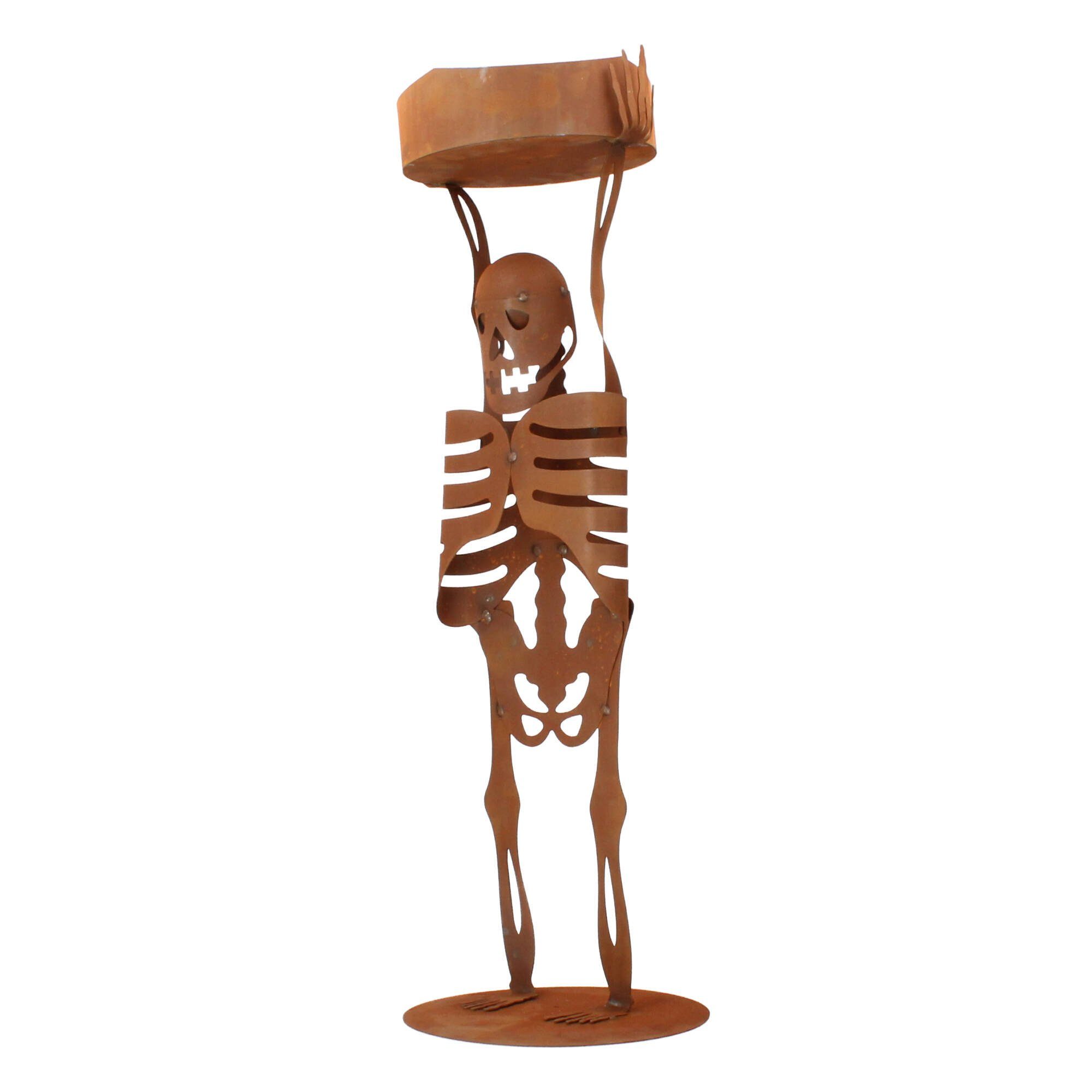 Originalprodukte zu sehr günstigen Preisen! Skulptur Skelett mit St) Edelrost B25xT22xH68 cm Aschenbecher (1