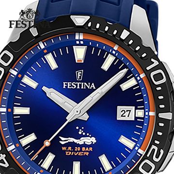 Festina Quarzuhr Festina Herren Uhr F20462/1 Sport PU, Herren Armbanduhr rund, PURarmband blau