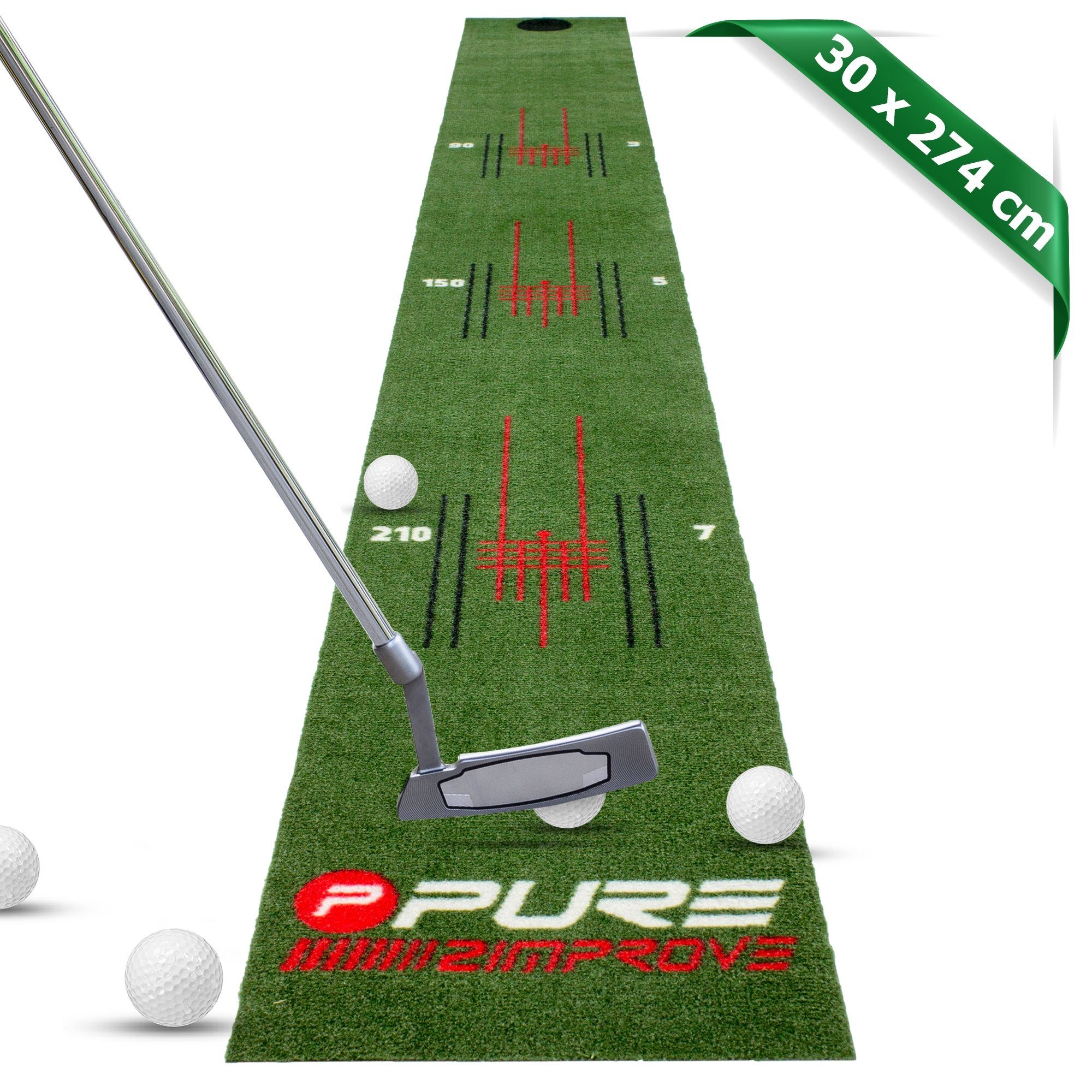 ECD Germany Puttingmatte Pure2Improve Golfmatte grün, 275x30 cm