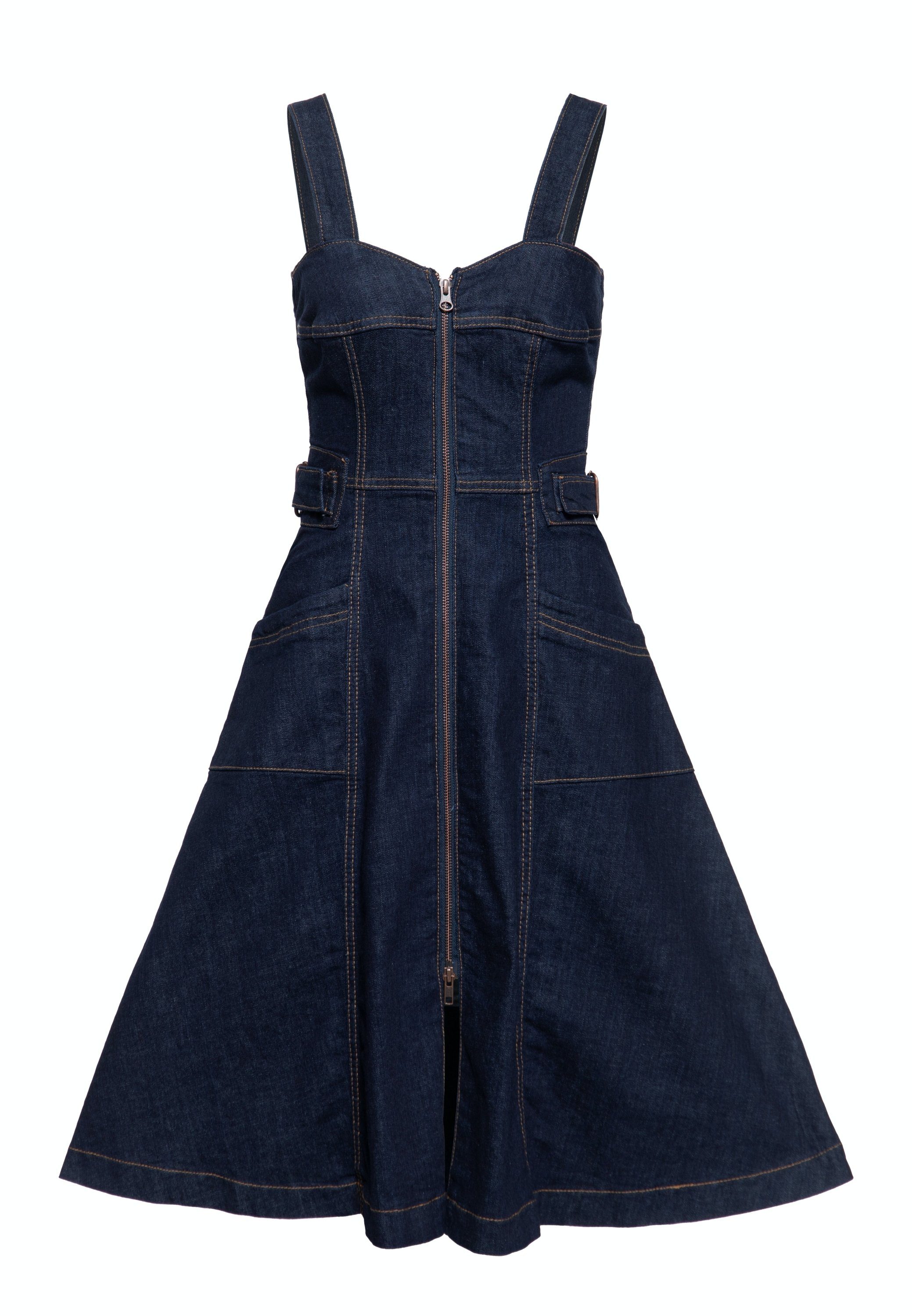 QueenKerosin Jeanskleid (1-tlg) im Workwear Stil, Mit aufgesetzten  markanten Eingrifftaschen