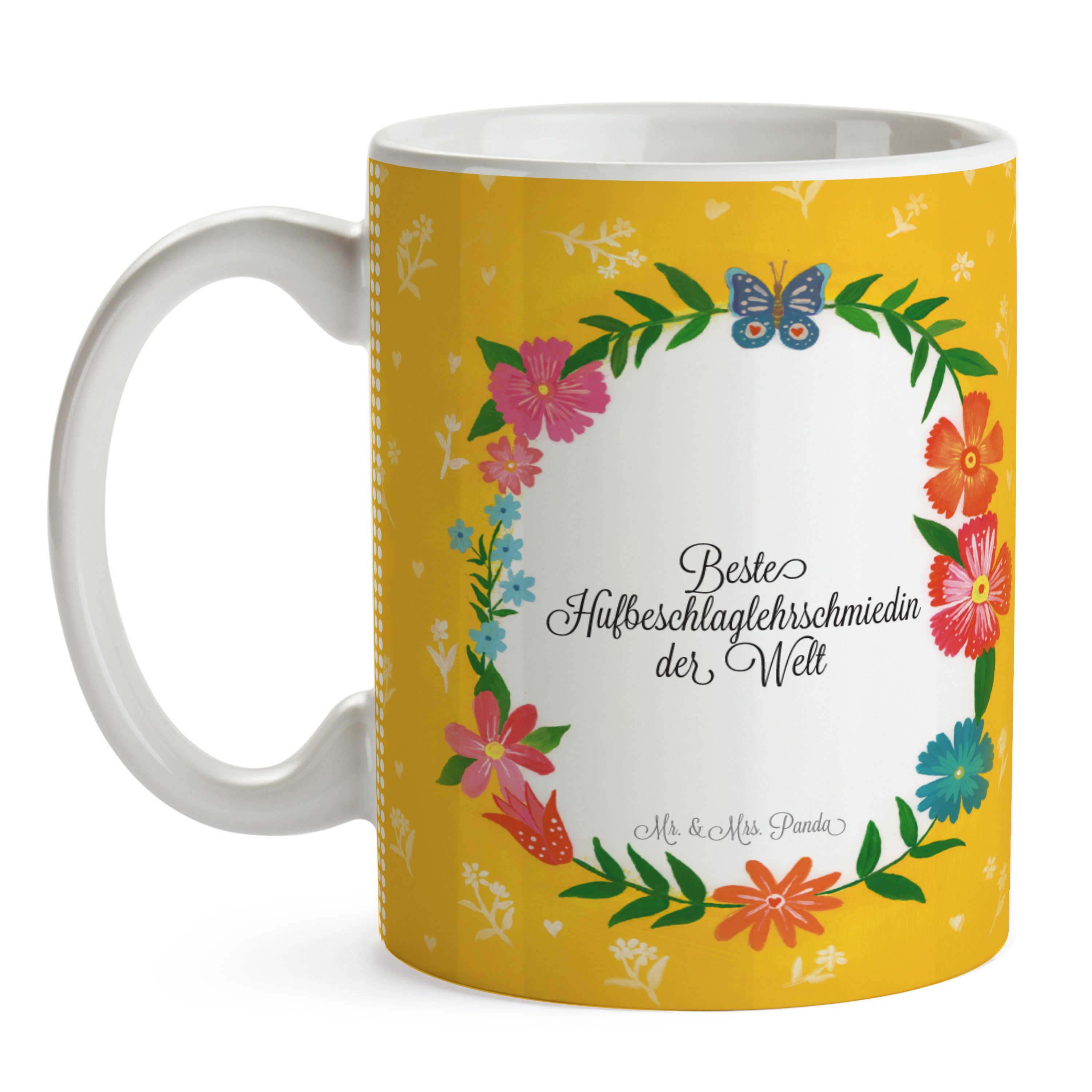 Kaffeebecher, Tasse, Mrs. Keramik Panda & Gratulation, - Geschenk, Tasse Mr. Hufbeschlaglehrschmiedin
