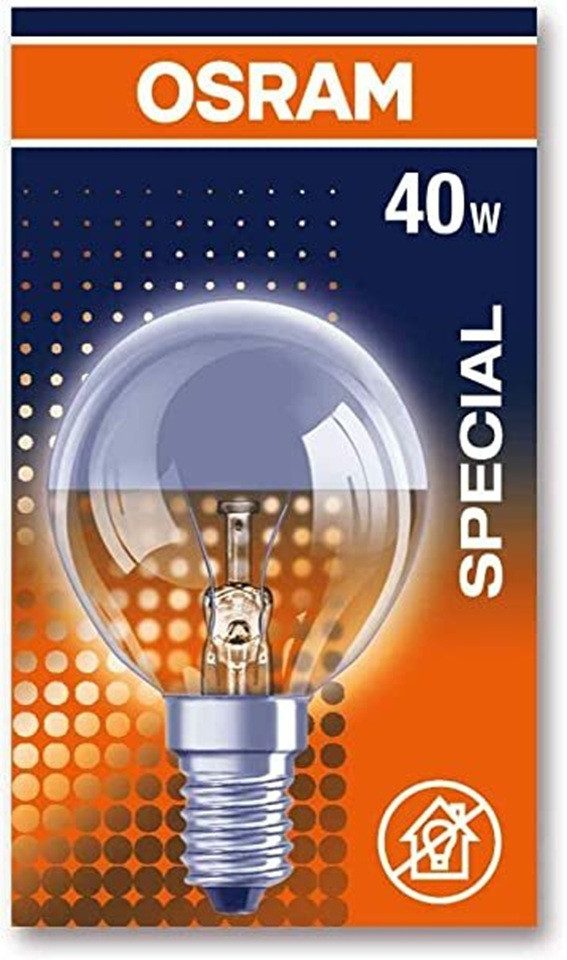 Osram Spezialleuchtmittel Kopfspiegellampe E14 silber SPECIAL MIRROR P SILV 40, E14, 1 St., warmweiß, dimmbar, verspiegelt, silber