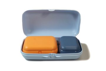 TUPPERWARE Lunchbox Maxi-Twin hellblau + orange + Mini blau + SPÜLTUCH