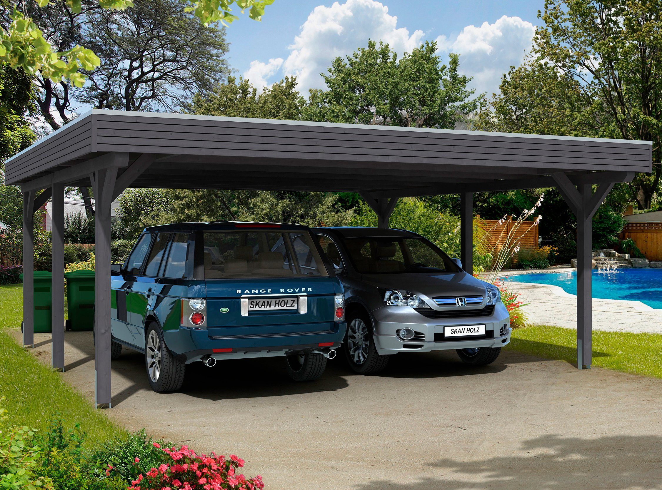Skanholz Doppelcarport Spessart, BxT: 611x604 cm, 220 cm Einfahrtshöhe