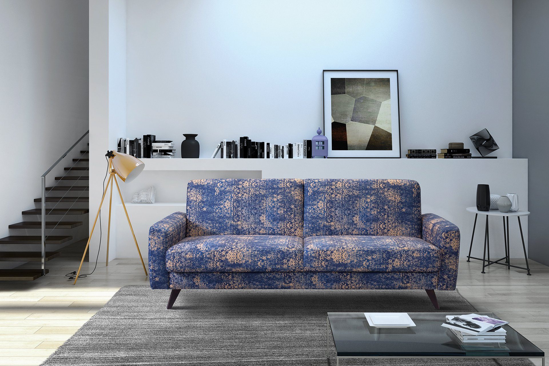 exxpo - sofa fashion 3-Sitzer Side, toller Sitz- & Liegekomfort, Schlafsofa. Breite 222cm. hoher Fuß, mit Schlaffunktion, Bettkasten und …