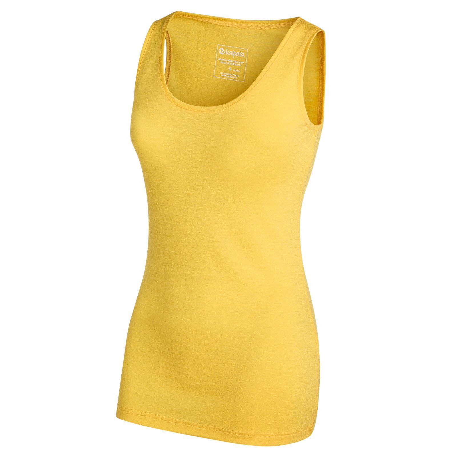 Damen Sportswear Top - Merino reiner (1-tlg) Merino Germany 150 Made Kaipara Yellow Slimfit Funktionsshirt in Merinowolle aus