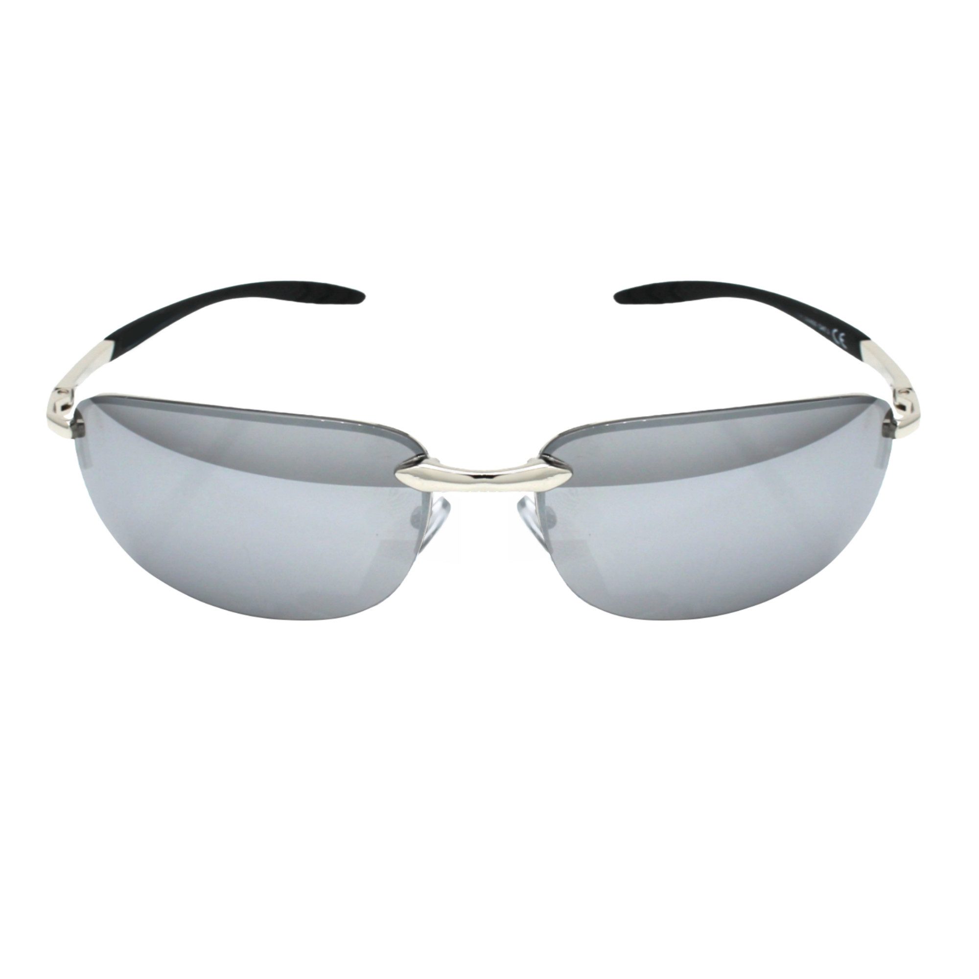 Rennec Sonnenbrille (Ovale Herren Sonnenbrille Schmal Wrap Around Stil mit Federscharniere, Cabrio und Festival Brille mit Brillenbeutel) Ovale Gläser Rahmenlos in Getönt oder Verspiegelt
