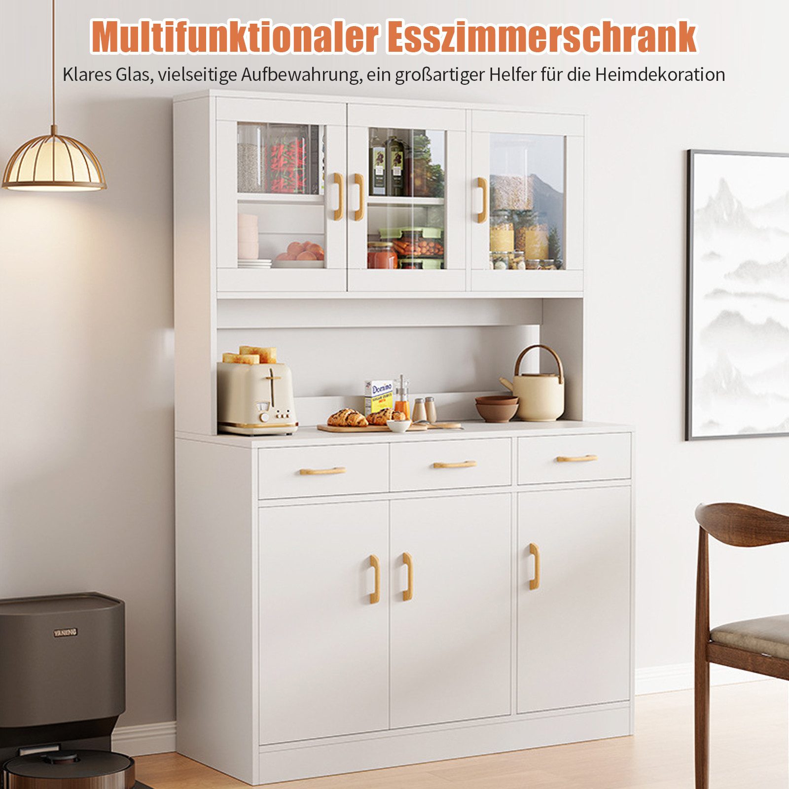 TWSOUL Küchenbuffet Modernes Sideboard mit 3 Schubladen & 3 Türen, Weiß, 10 günstig online kaufen
