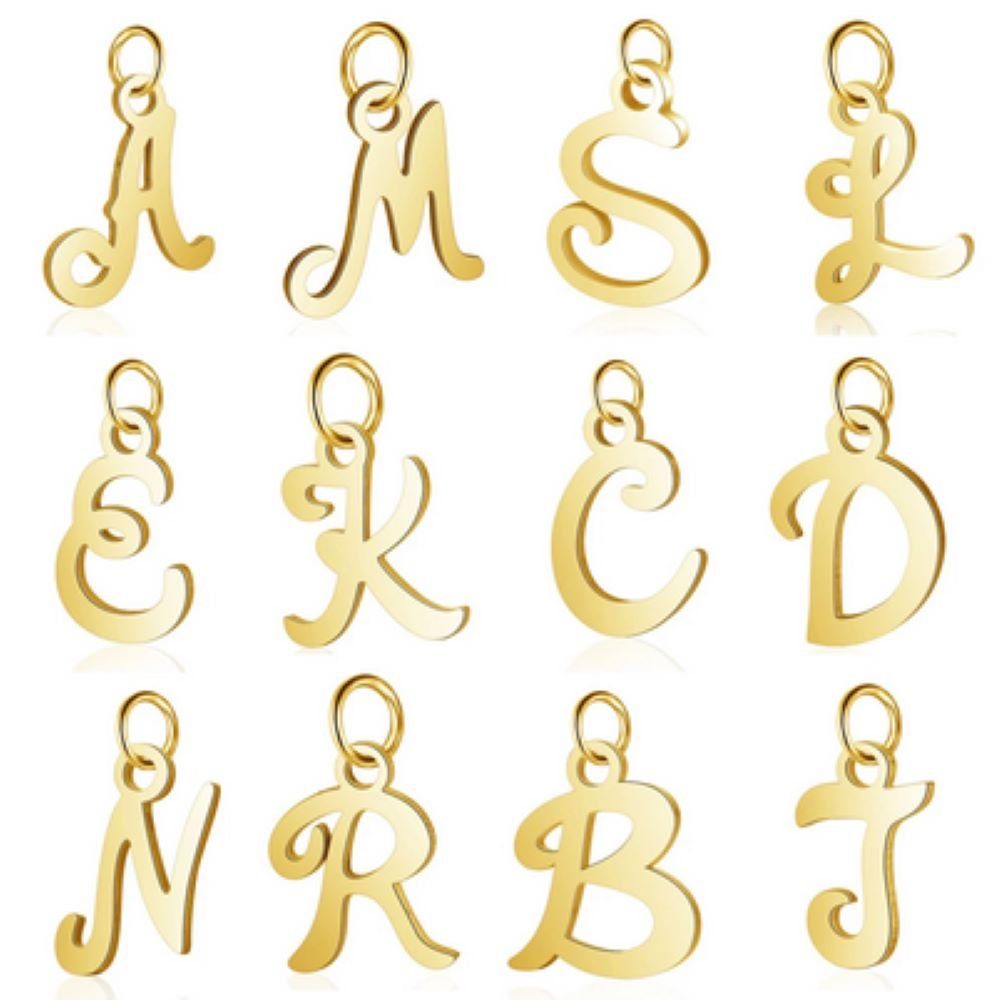 BUNGSA Anhänger Set Anhänger Buchstaben Gold aus Edelstahl Unisex M (1 Armband, 1-tlg), Pendant Halsketten