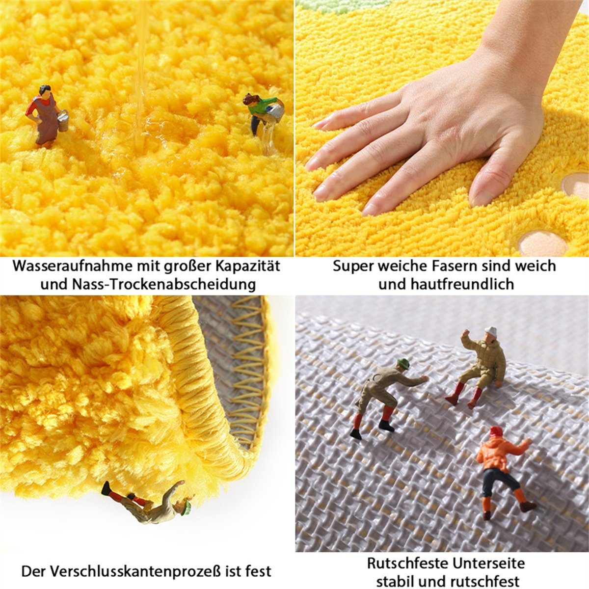Teppich Ins speziell geformter Teppich, wasserabsorbierende Antirutschmatte,  TUABUR, 48x60cm, Ausgezeichnete Wasseraufnahmefähigkeit: Schnelle Trocknung  und saubere Umgebung.