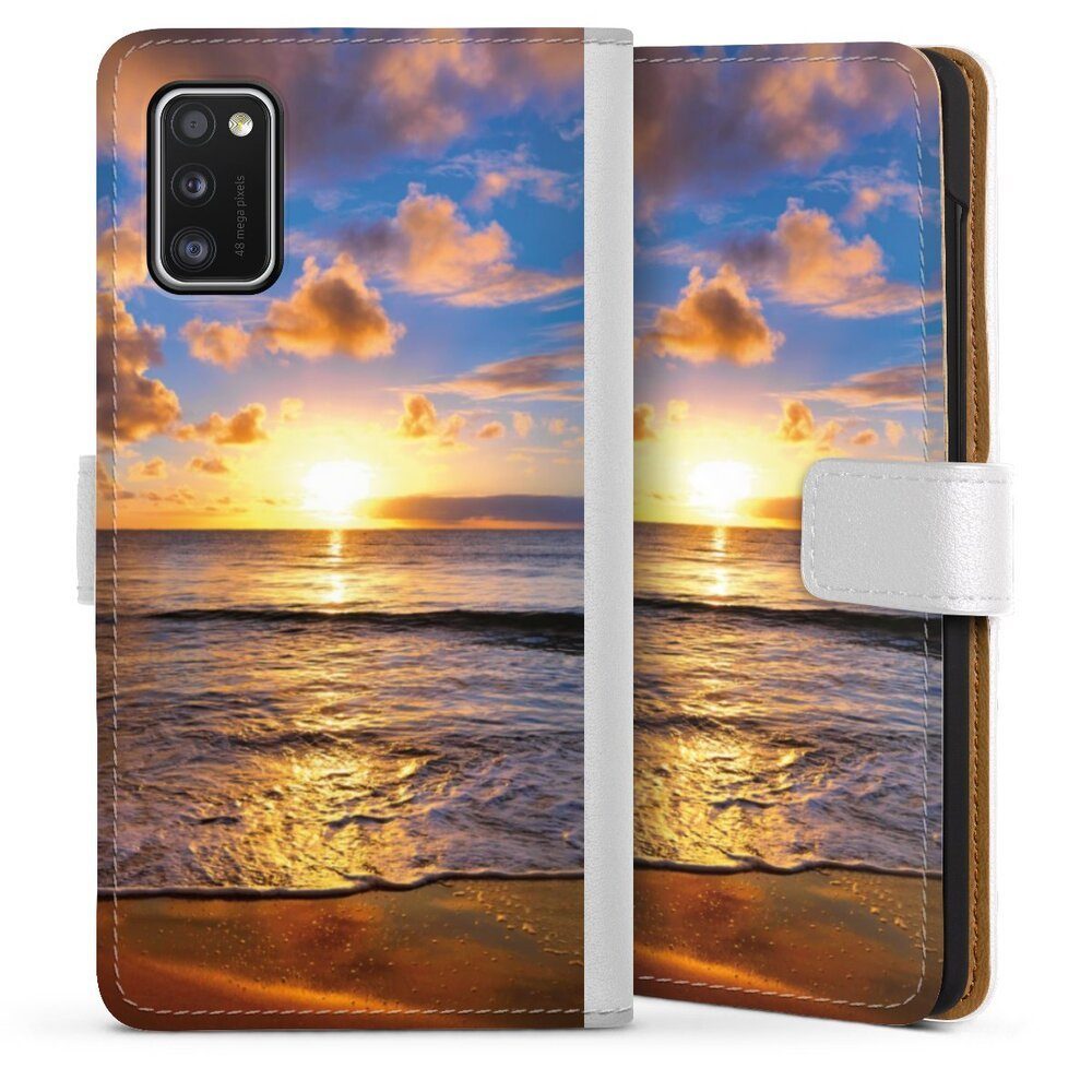 DeinDesign Handyhülle Meer Sonnenuntergang Strand Strand, Samsung Galaxy A41 Hülle Handy Flip Case Wallet Cover