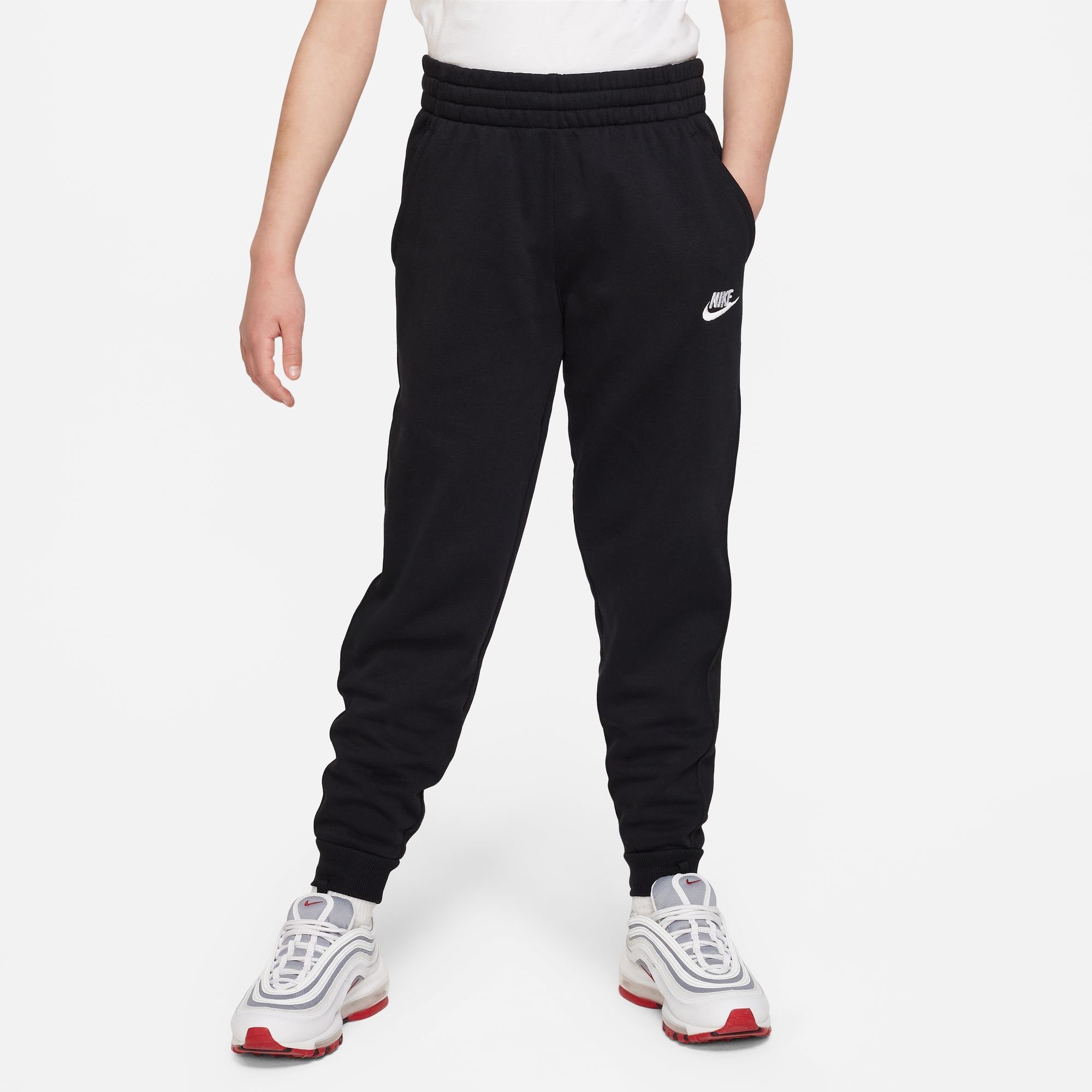 Nike Sportswear Jogginghose BLACK/WHITE FLEECE PANTS JOGGER KIDS' BIG CLUB