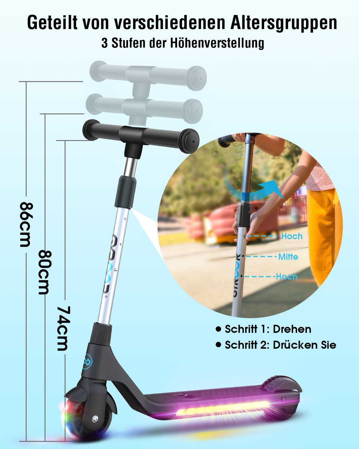 Gyroor Elektro-Kinderroller H30 mit LED-Leuchten und günstig online kaufen