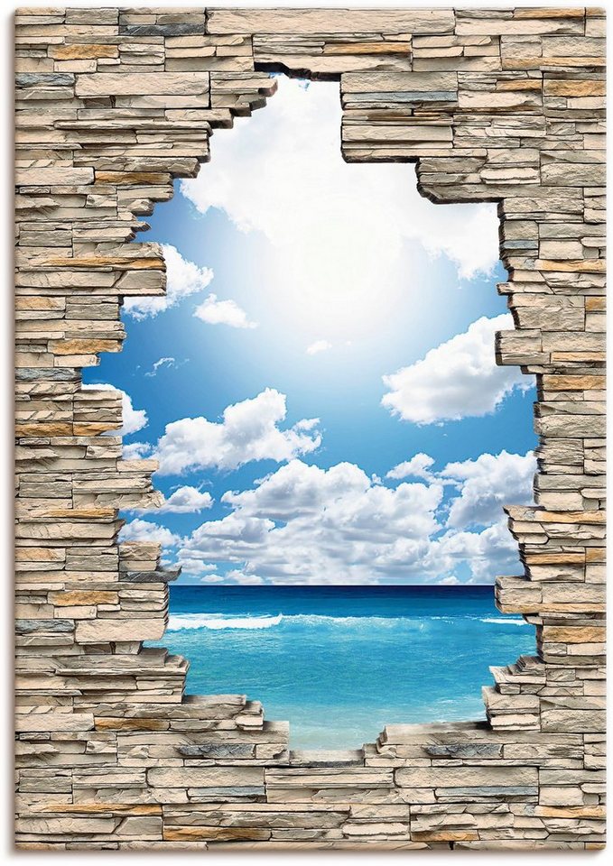 Artland Wandbild Großartige Strandlandschaft Steinmauer, Strandbilder (1 St),  als Alubild, Leinwandbild, Wandaufkleber oder Poster in versch. Größen