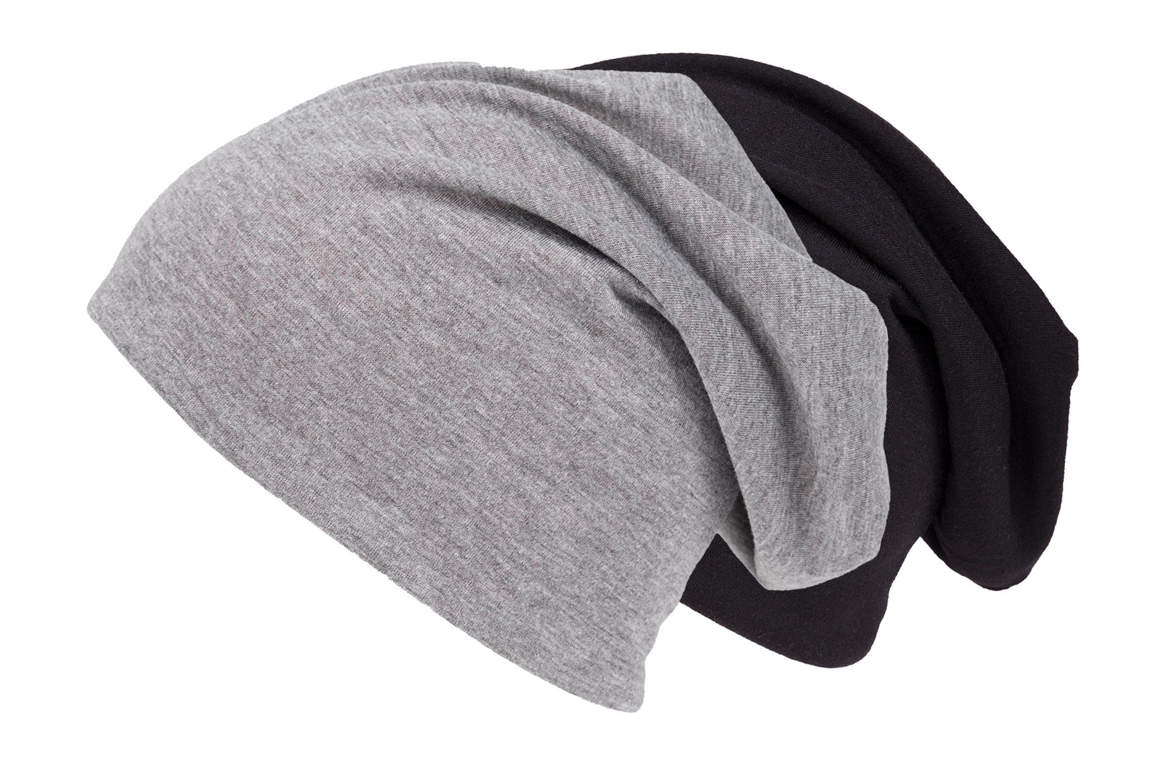 shenky Jerseymütze Doppelpack Beanie Mützen in verschiedenen Farben (Long Beanie, 2er Set) elastisch – Bild 2 von 2