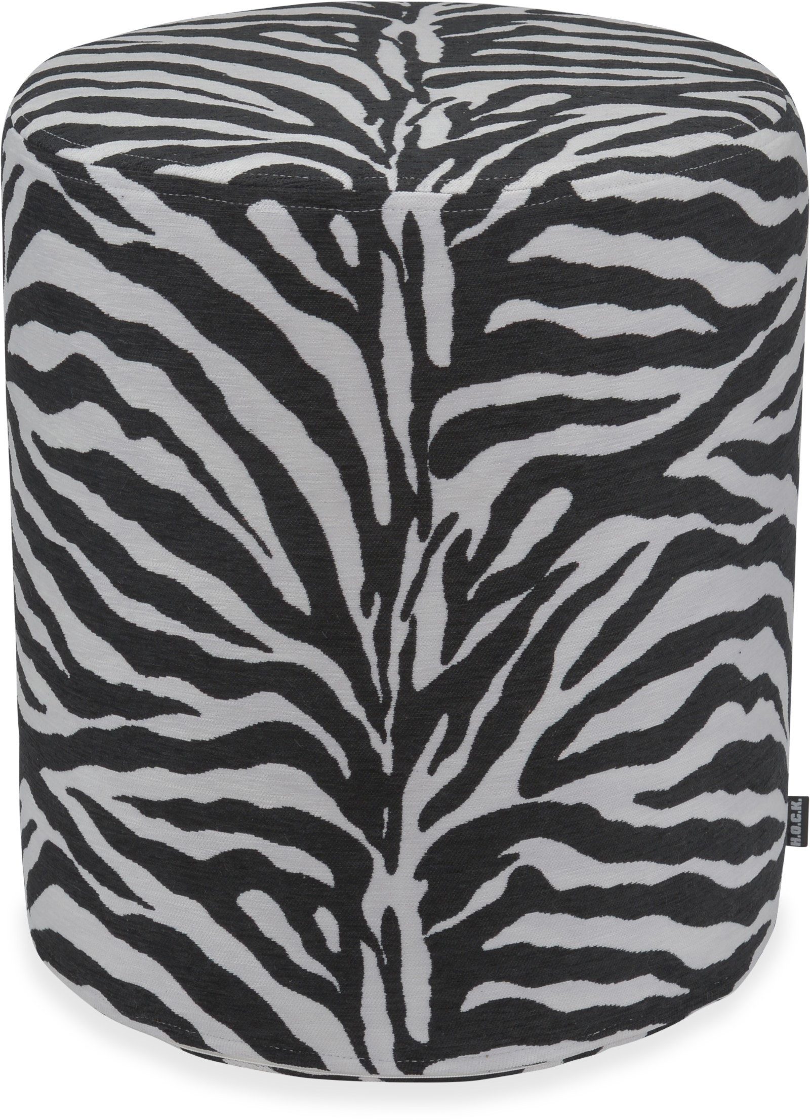 H.O.C.K. Sitzhocker H.O.C.K. Zari Hocker Pouf ø40x45cm rund - Schwarz Weiß Zebra Muster, Hocker, Barhocker & Sitzhocker, Pouf, Badhocker, Wohnzimmer Hocker
