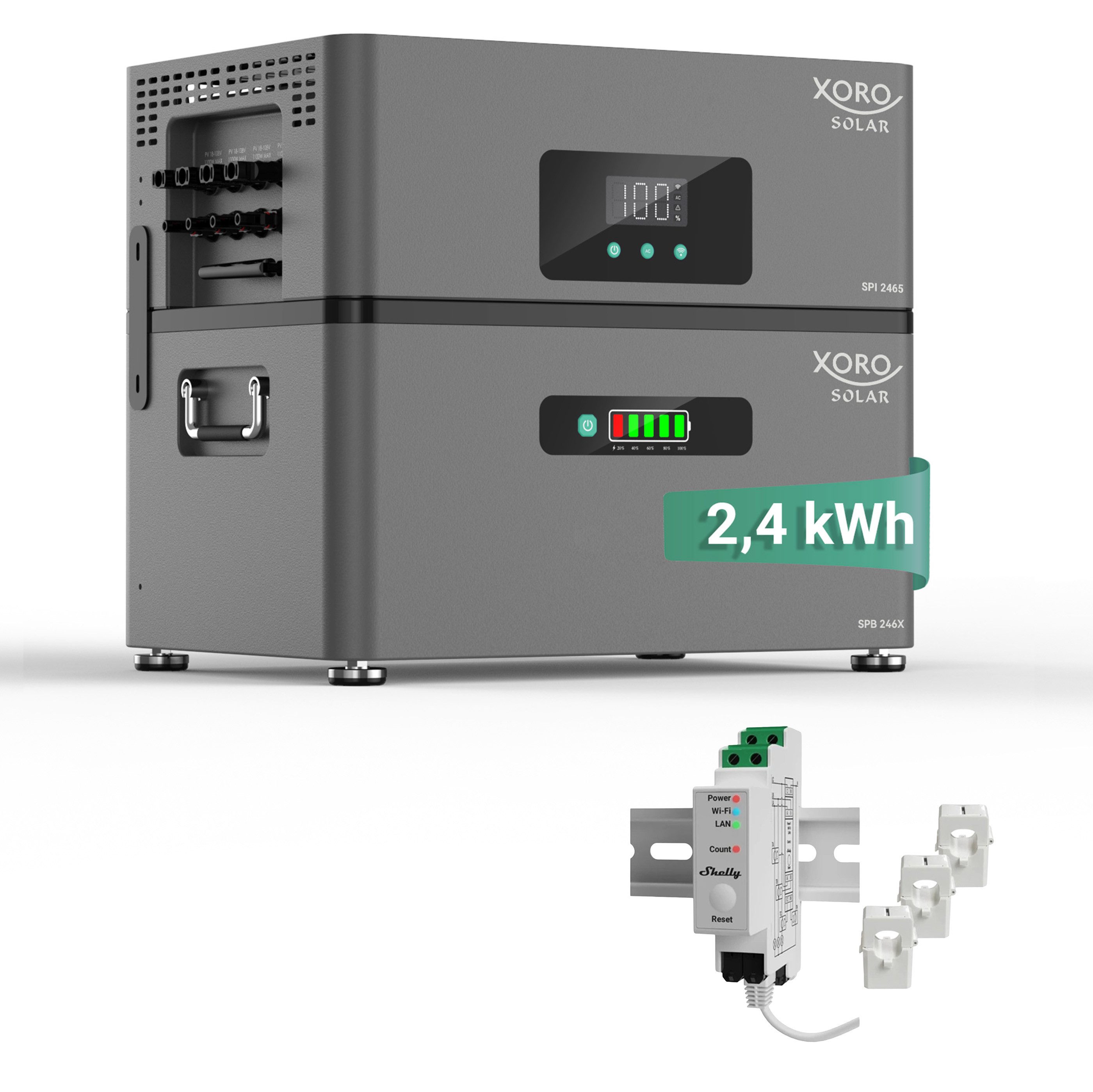 XORO SOLAR ATLAS-D PLUS 2,4kWh für PV & Balkonkraftwerk mit Shelly/EcoTracker Stromspeicher Hybrid-Energiespeichersystem 50000 mAh (230 V), modular erweiterbar bis 12 kWh, mit Backup-Funktion & App-Steuerung