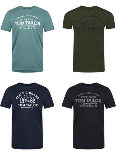 TOM TAILOR T-Shirt Herren Printshirt Regular Fit (4-tlg) Kurzarm Tee Shirt mit Rundhalsausschnitt aus 100% Baumwolle