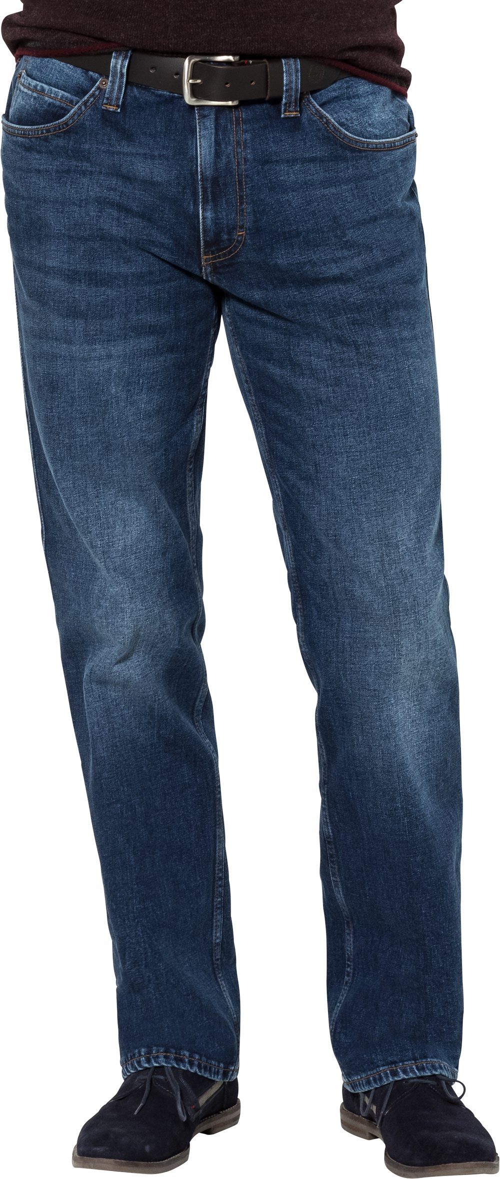 Stretch geradem Bund 5-Pocket-Style, MUSTANG im mit blau Beinverlauf Stretch-Jeans und