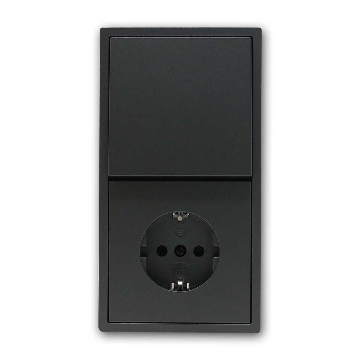 McPower Set "Tür2" SHALLOW anthr Taster+Steckd mit Rahmen Unterputzschalter
