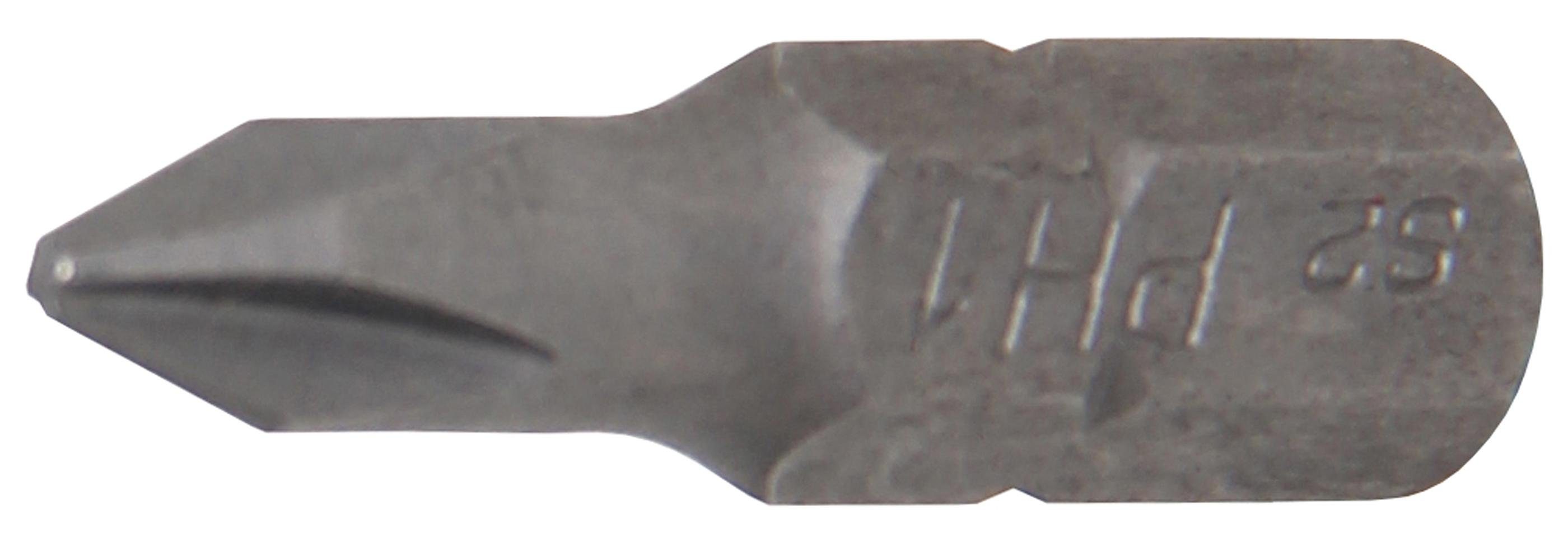BGS technic Bit-Schraubendreher Bit, Antrieb Außensechskant 6,3 mm (1/4), Kreuzschlitz PH1